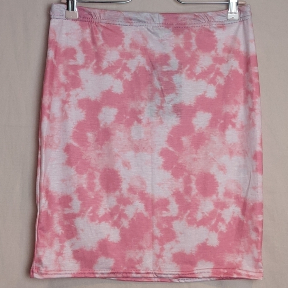 PrettyLittleThing Pink Tie Dye Pull On Basic Midi Skirt size 10